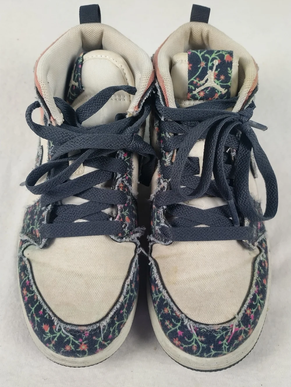 Nike Air Jordan 1 Mid SE Sneakers Girls 1Y Floral Mom Anthracite Sail FJ3452-001